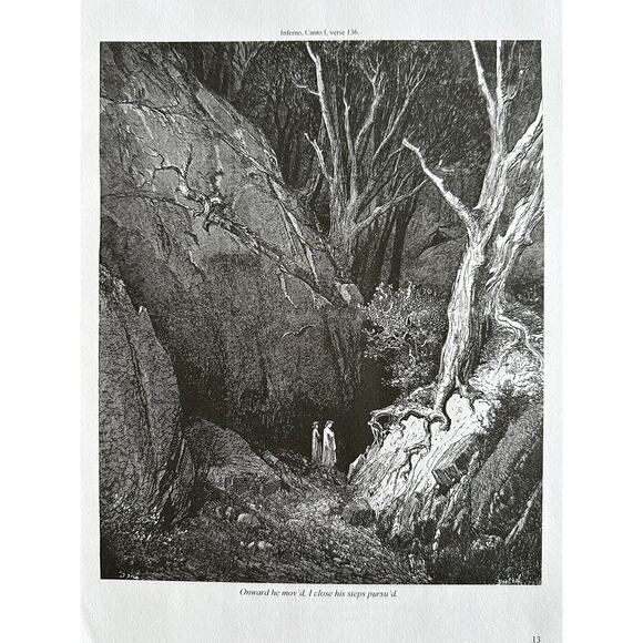 Gustav Dore, Onward We Moved, Day Departing, Divine Comedy Print ~ 250803-WH 705 - Picture 2 of 4